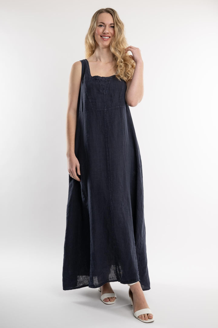 Belgian Linen Maxi Dress Square Neck - Breathable Naturals | Glam & Fame Clothing