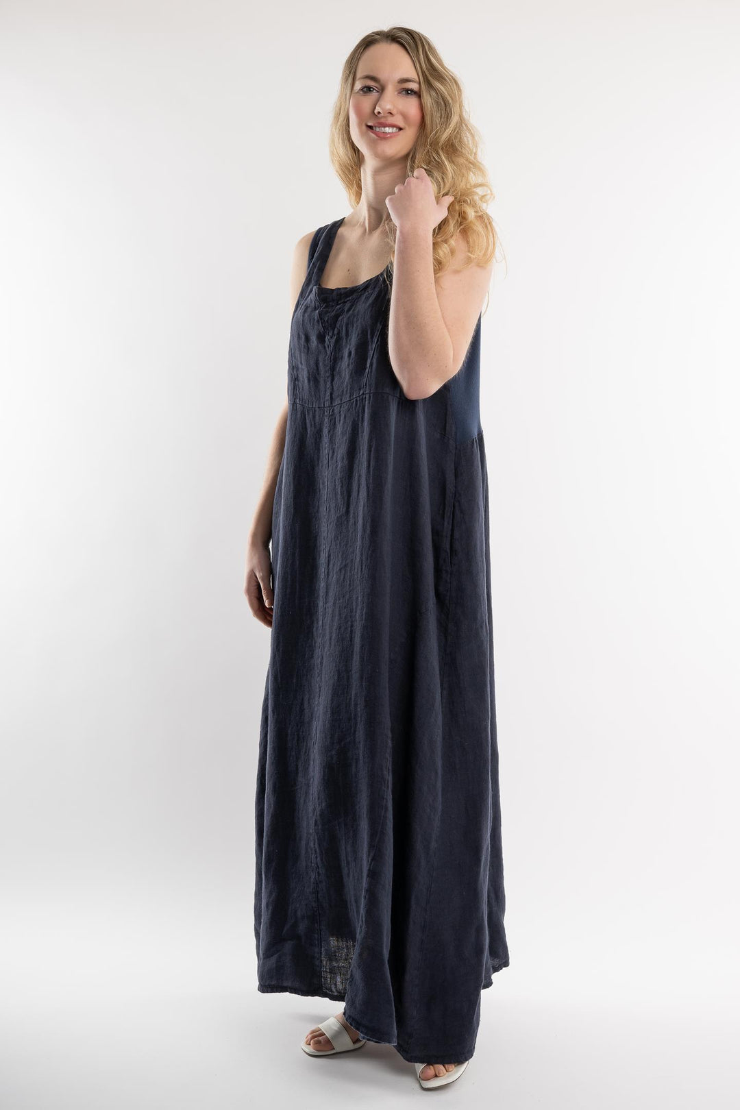 Belgian Linen Maxi Dress Square Neck - Breathable Naturals | Glam & Fame Clothing