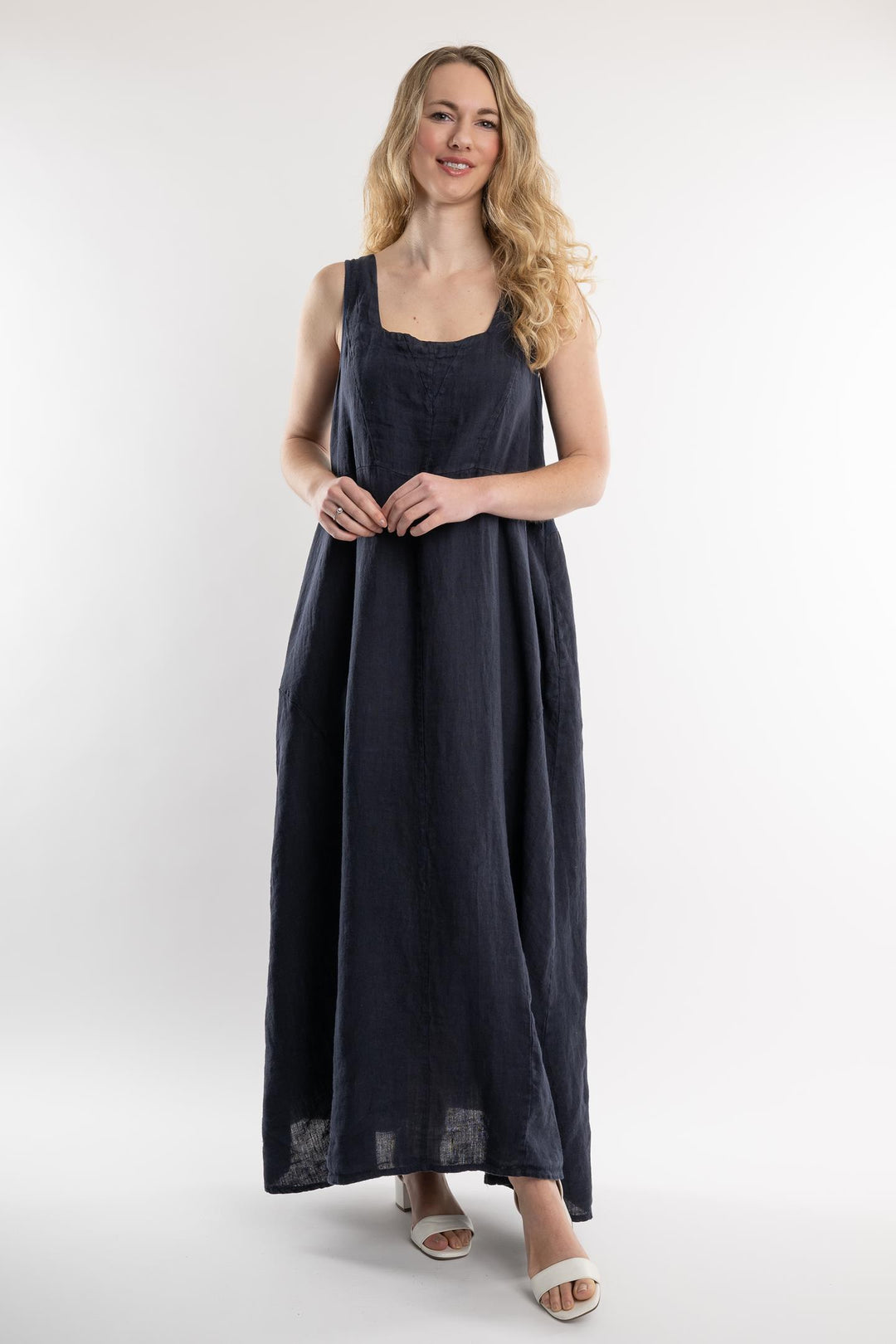 Belgian Linen Maxi Dress Square Neck - Breathable Naturals | Glam & Fame Clothing