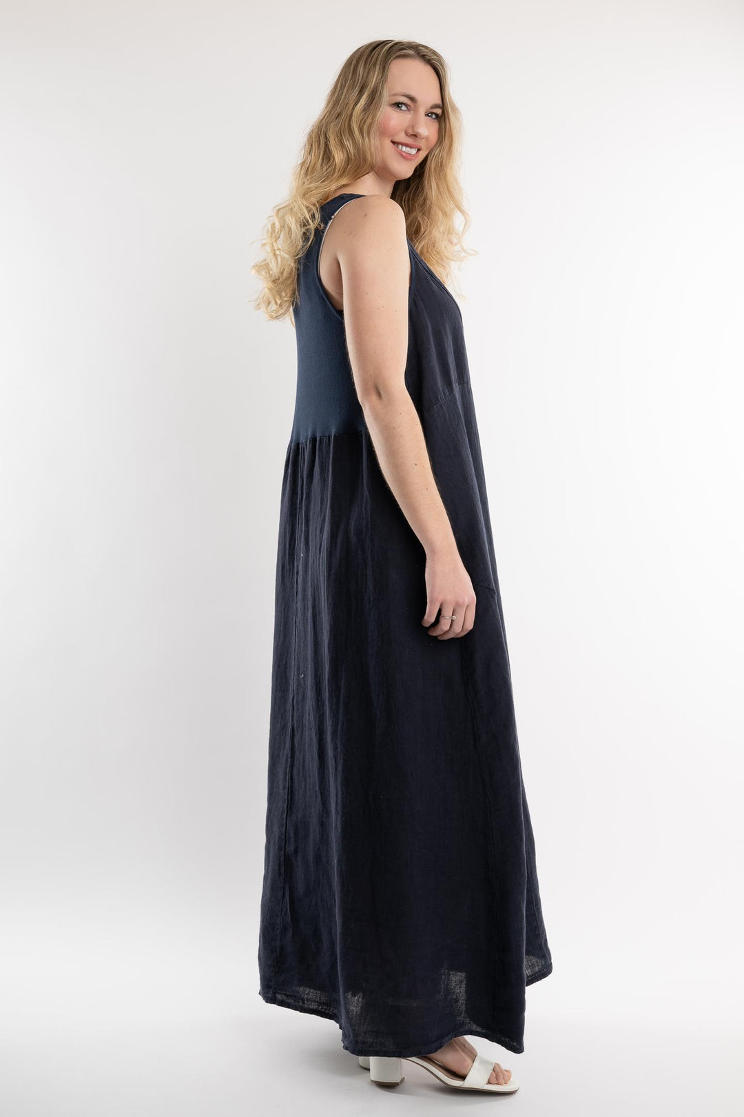 Belgian Linen Maxi Dress Square Neck - Breathable Naturals | Glam & Fame Clothing
