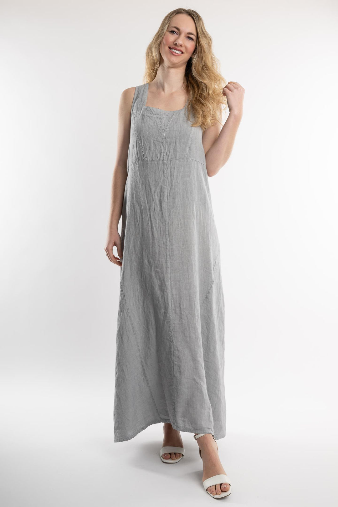 Belgian Linen Maxi Dress Square Neck - Breathable Naturals | Glam & Fame Clothing