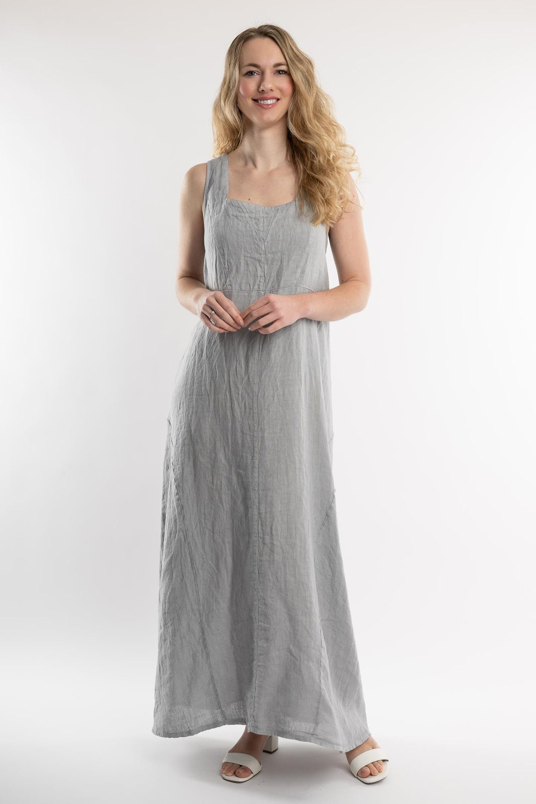 Belgian Linen Maxi Dress Square Neck - Breathable Naturals | Glam & Fame Clothing