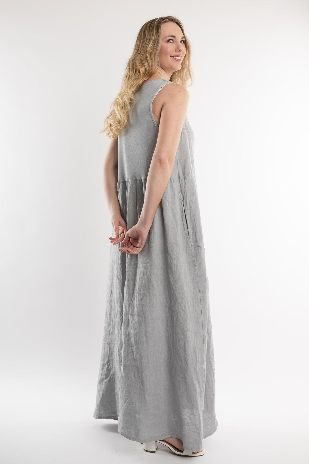 Belgian Linen Maxi Dress Square Neck - Breathable Naturals | Glam & Fame Clothing