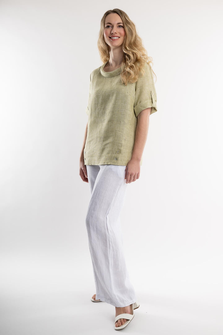 Belgian Linen Blouse Sailor Collar - Breathable Naturals | Glam & Fame Clothing