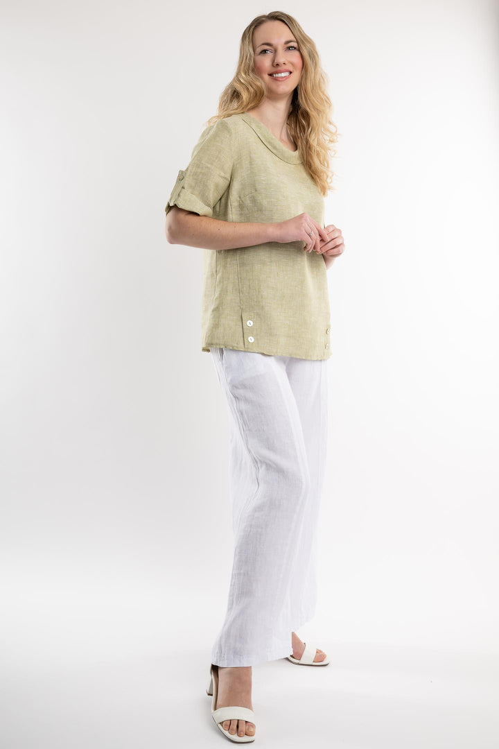 Belgian Linen Blouse Sailor Collar - Breathable Naturals | Glam & Fame Clothing