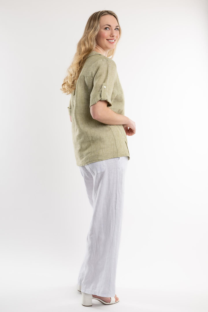 Belgian Linen Blouse Sailor Collar - Breathable Naturals | Glam & Fame Clothing