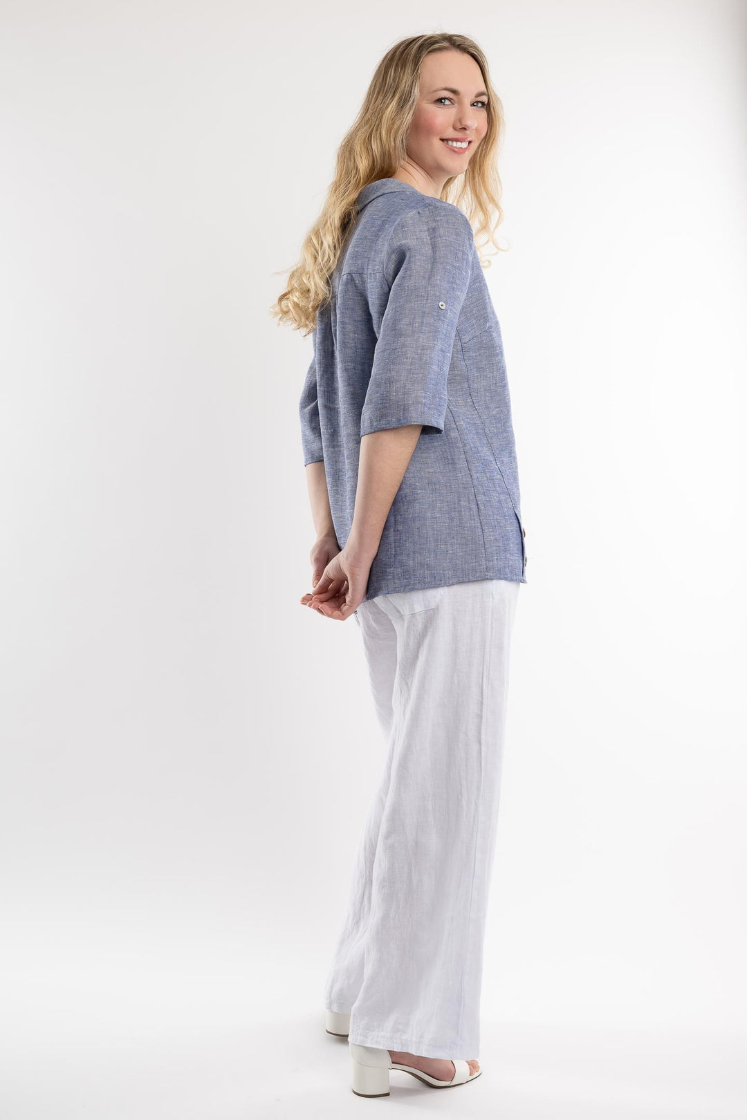 Belgian Linen Blouse Sailor Collar - Breathable Naturals | Glam & Fame Clothing