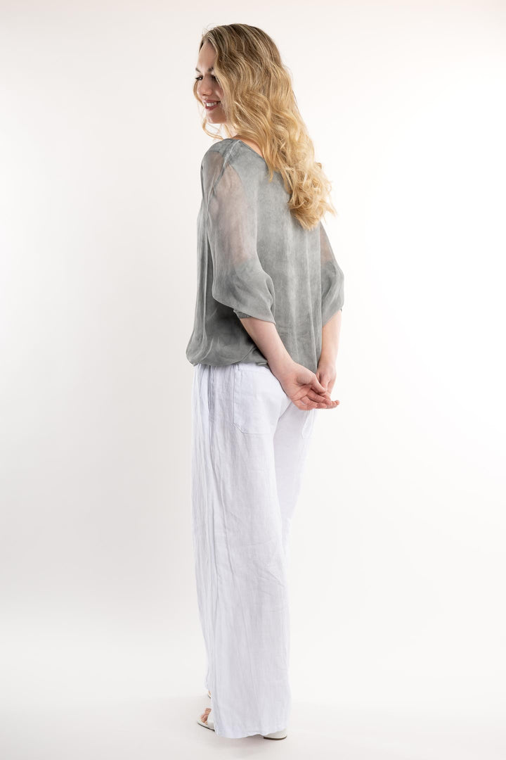 Euro Silk Blouse Lined Vintage Wash - Breathable Naturals | Glam & Fame Clothing