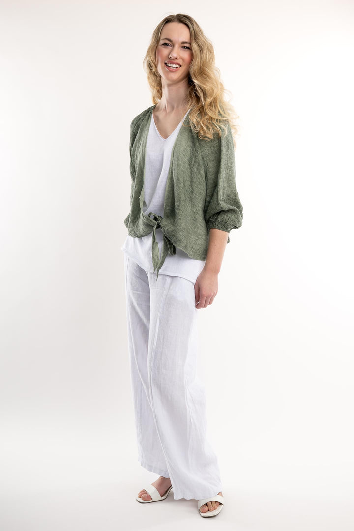 French Linen Bolero Vintage Wash - Breathable Naturals | Glam & Fame Clothing