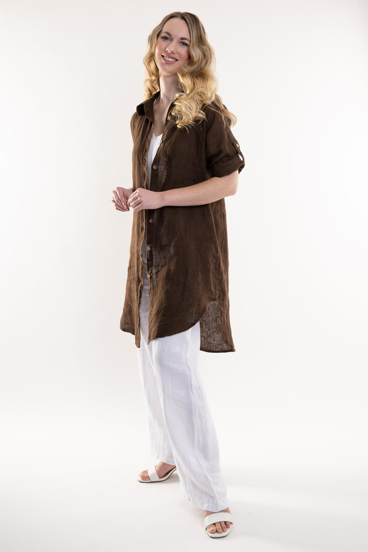 French Linen Long Linen Shirt - Breathable Naturals | Glam & Fame Clothing