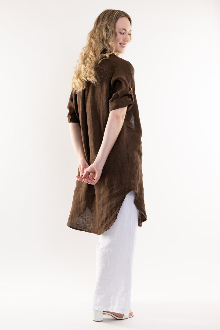 French Linen Long Linen Shirt - Breathable Naturals | Glam & Fame Clothing