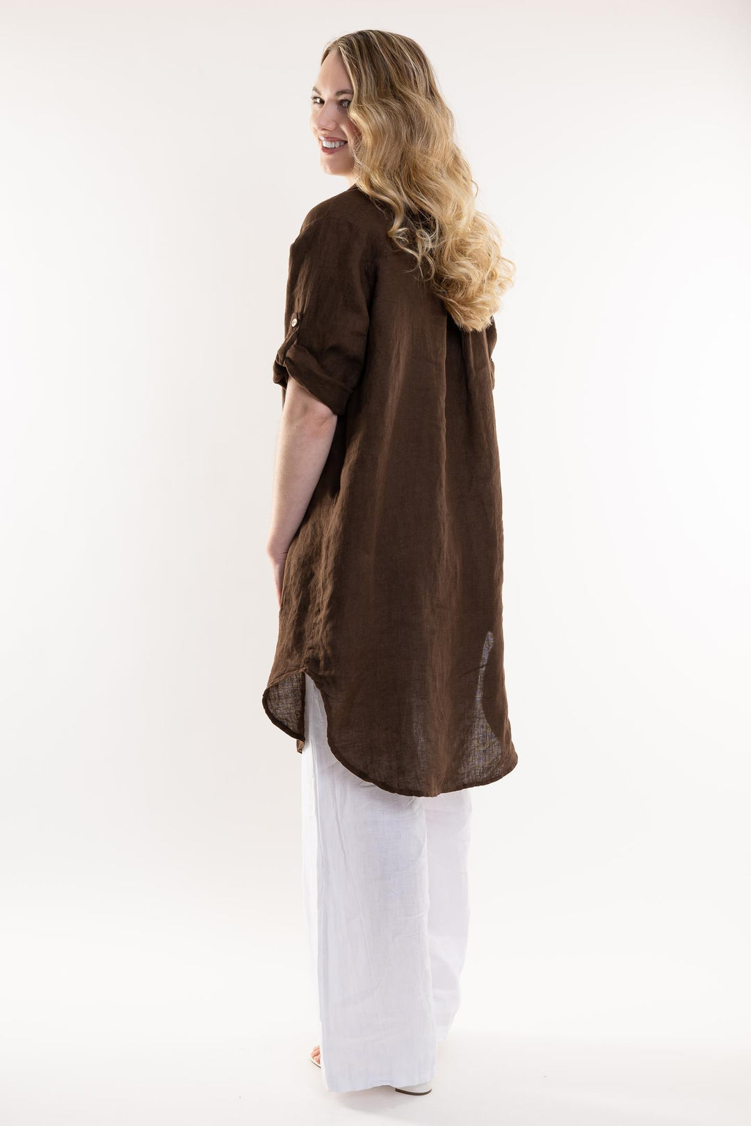 French Linen Long Linen Shirt - Breathable Naturals | Glam & Fame Clothing