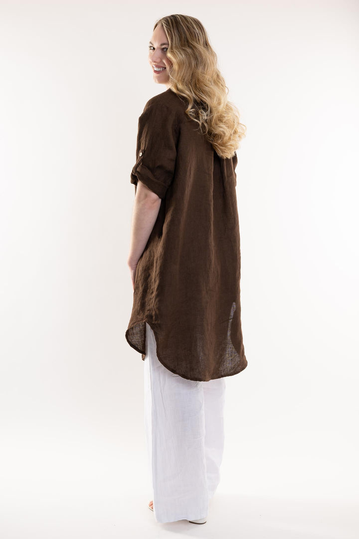 French Linen Long Linen Shirt - Breathable Naturals | Glam & Fame Clothing