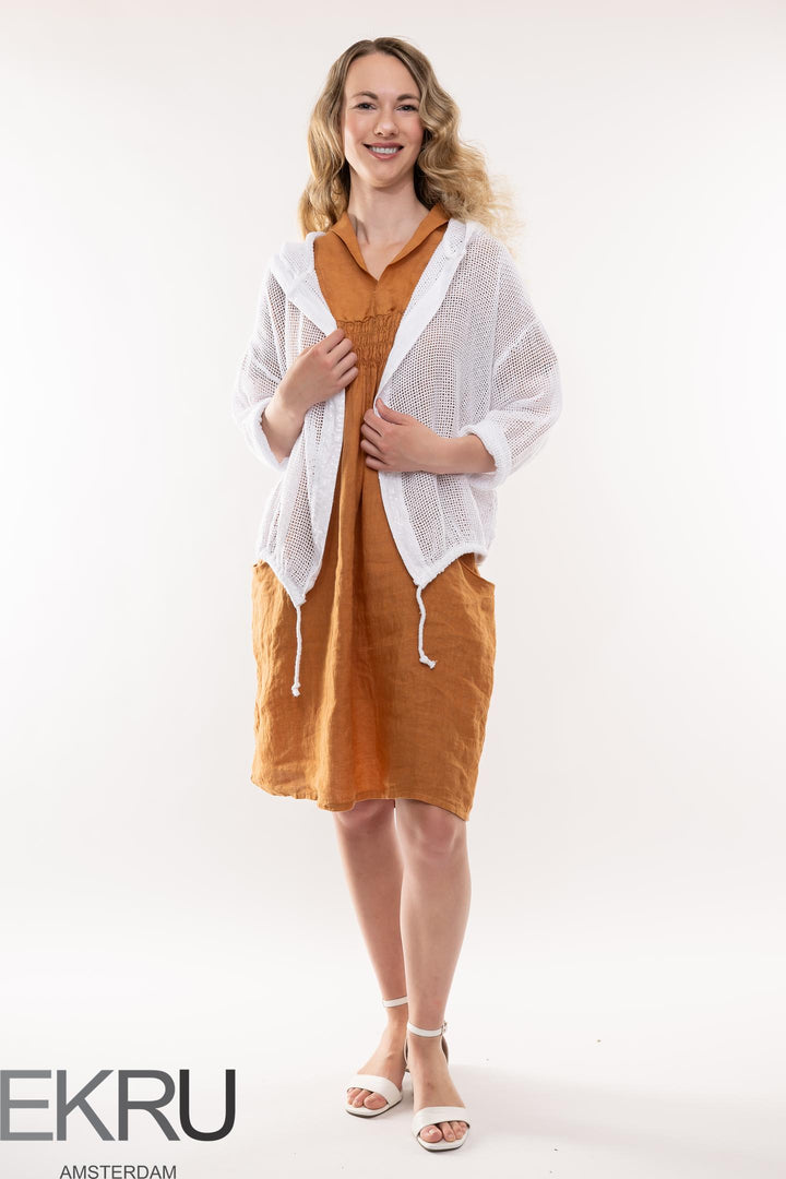 French Linen Dress Shawl Neck - Breathable Naturals | Glam & Fame Clothing