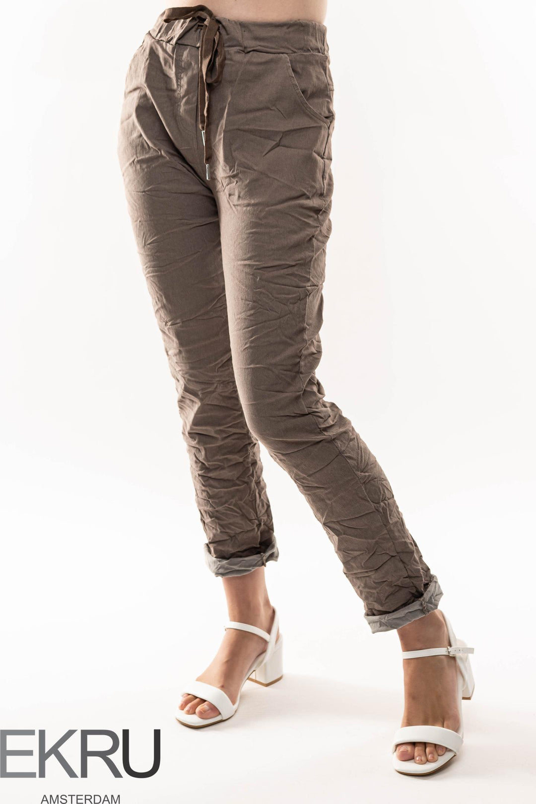 Euro Crinkle Travel Pant - Breathable Naturals | Glam & Fame Clothing