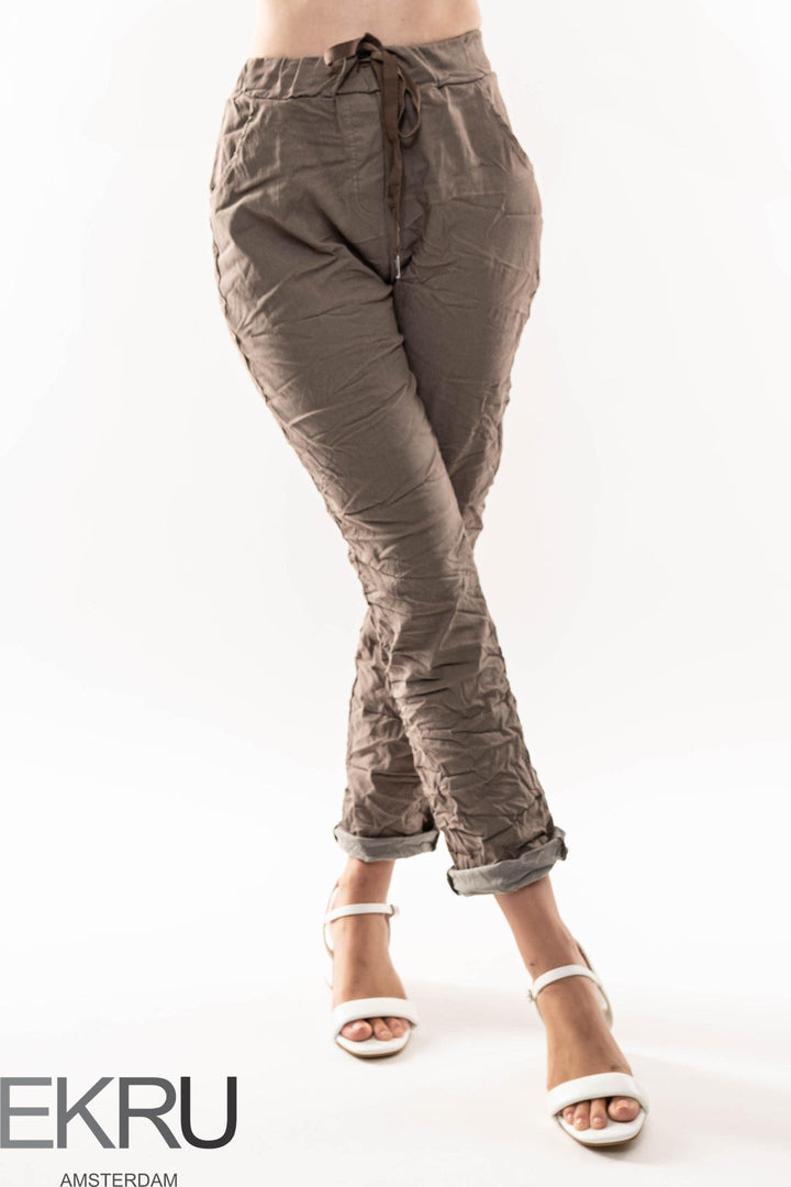 Euro Crinkle Travel Pant - Breathable Naturals | Glam & Fame Clothing