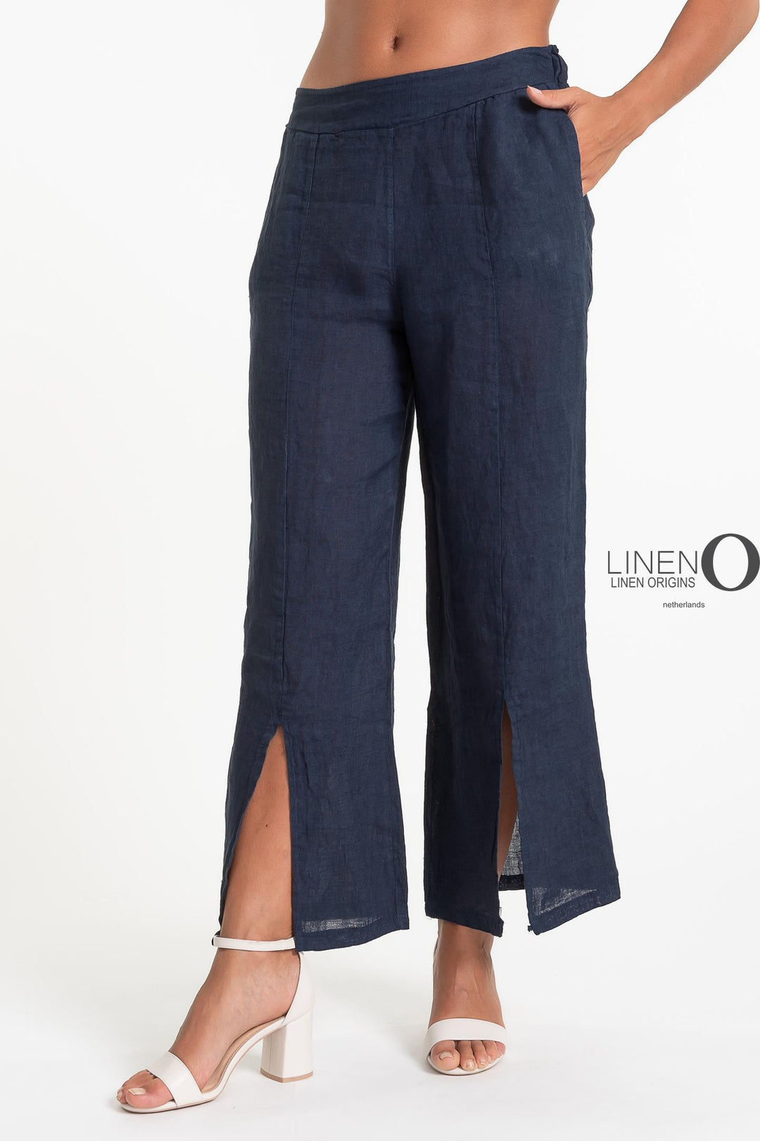 French Linen Pant Front Slits - Breathable Naturals | Glam & Fame Clothing