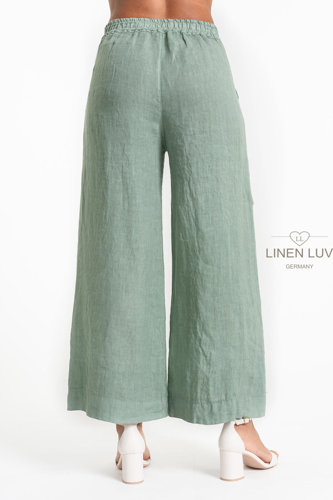French Linen Button Waist Relaxed Pant - Breathable Naturals | Glam & Fame Clothing