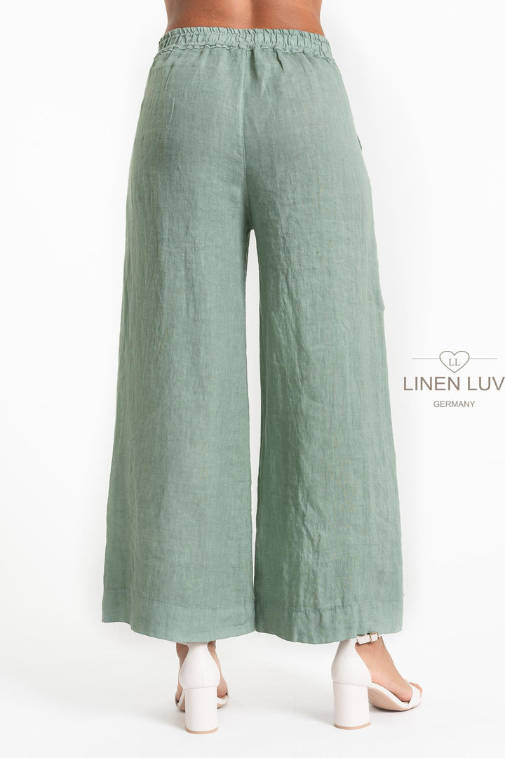French Linen Button Waist Relaxed Pant - Breathable Naturals | Glam & Fame Clothing