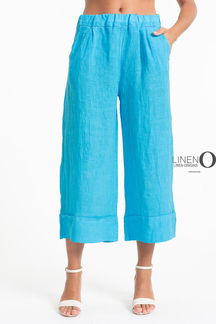 French Linen Crop Palazzo Broad Cuff - Breathable Naturals | Glam & Fame Clothing