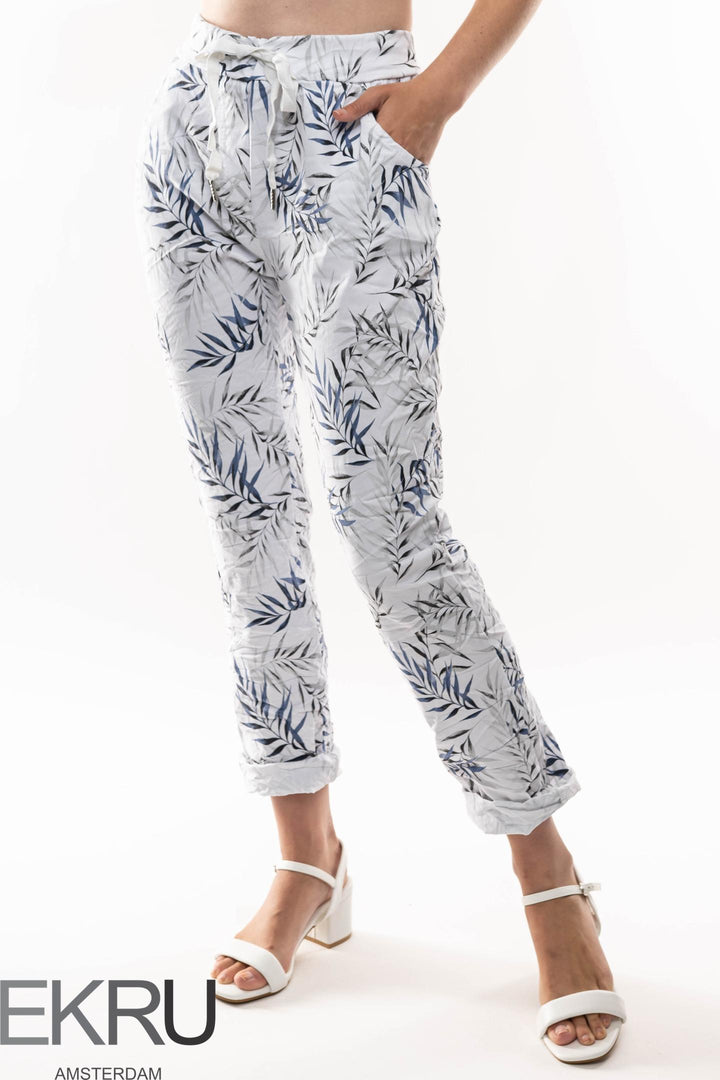 Euro Crinkle Travel Pant Print - Breathable Naturals | Glam & Fame Clothing