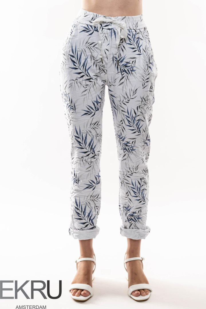 Euro Crinkle Travel Pant Print - Breathable Naturals | Glam & Fame Clothing