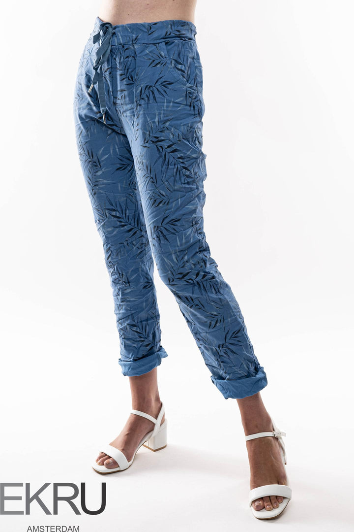 Euro Crinkle Travel Pant Print - Breathable Naturals | Glam & Fame Clothing
