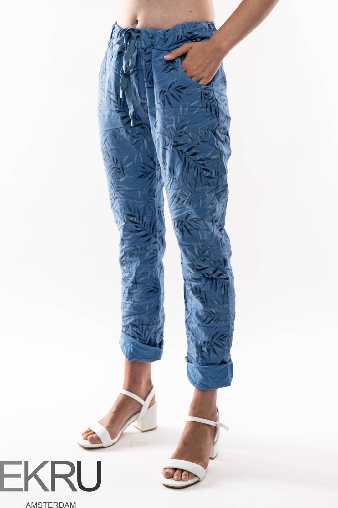 Euro Crinkle Travel Pant Print - Breathable Naturals | Glam & Fame Clothing