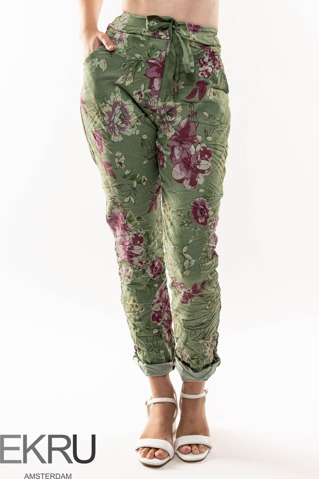 Euro Crinkle Travel Pant Print - Breathable Naturals | Glam & Fame Clothing