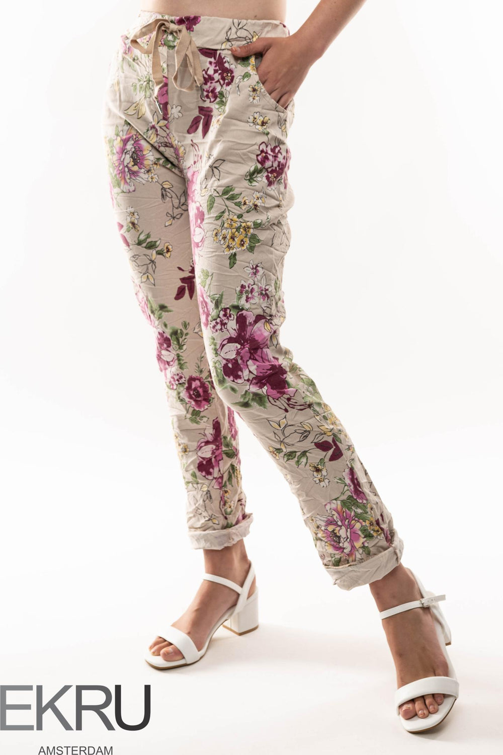 Euro Crinkle Travel Pant Print - Breathable Naturals | Glam & Fame Clothing