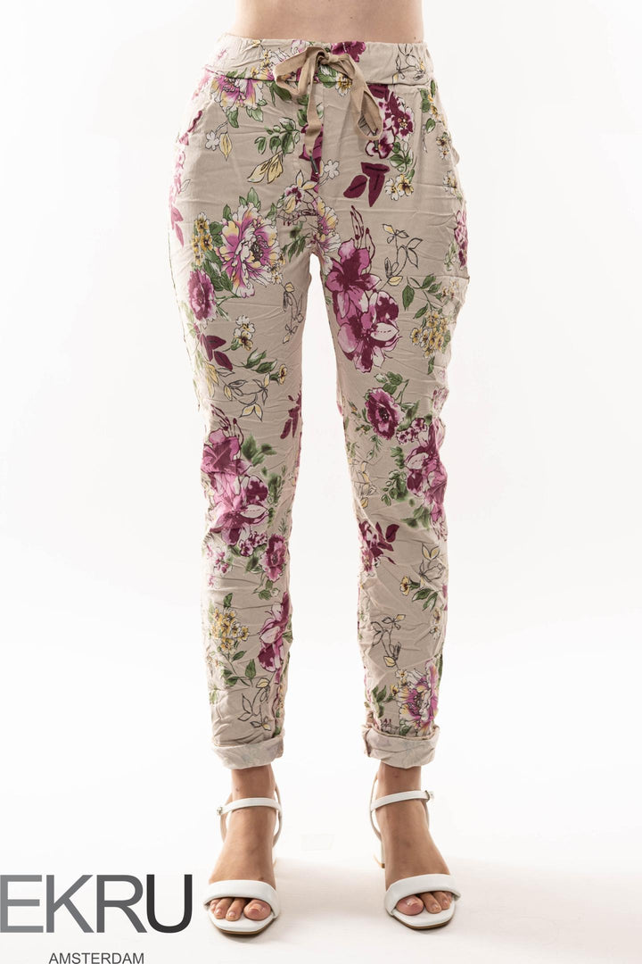 Euro Crinkle Travel Pant Print - Breathable Naturals | Glam & Fame Clothing