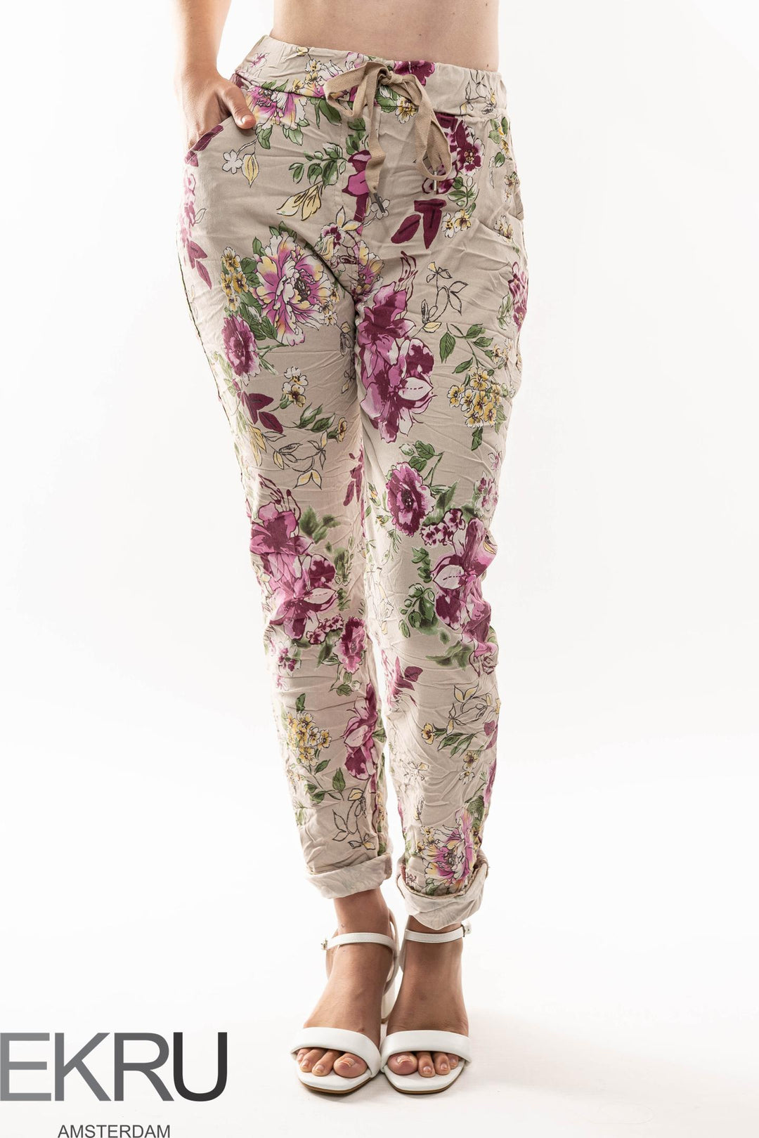 Euro Crinkle Travel Pant Print - Breathable Naturals | Glam & Fame Clothing