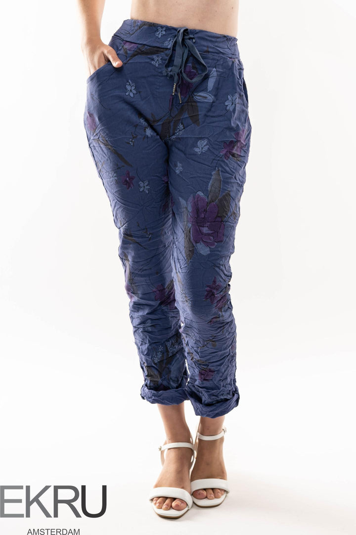 Euro Crinkle Travel Pant Print - Breathable Naturals | Glam & Fame Clothing