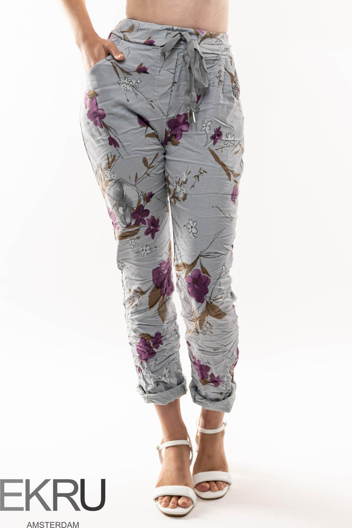 Euro Crinkle Travel Pant Print - Breathable Naturals | Glam & Fame Clothing