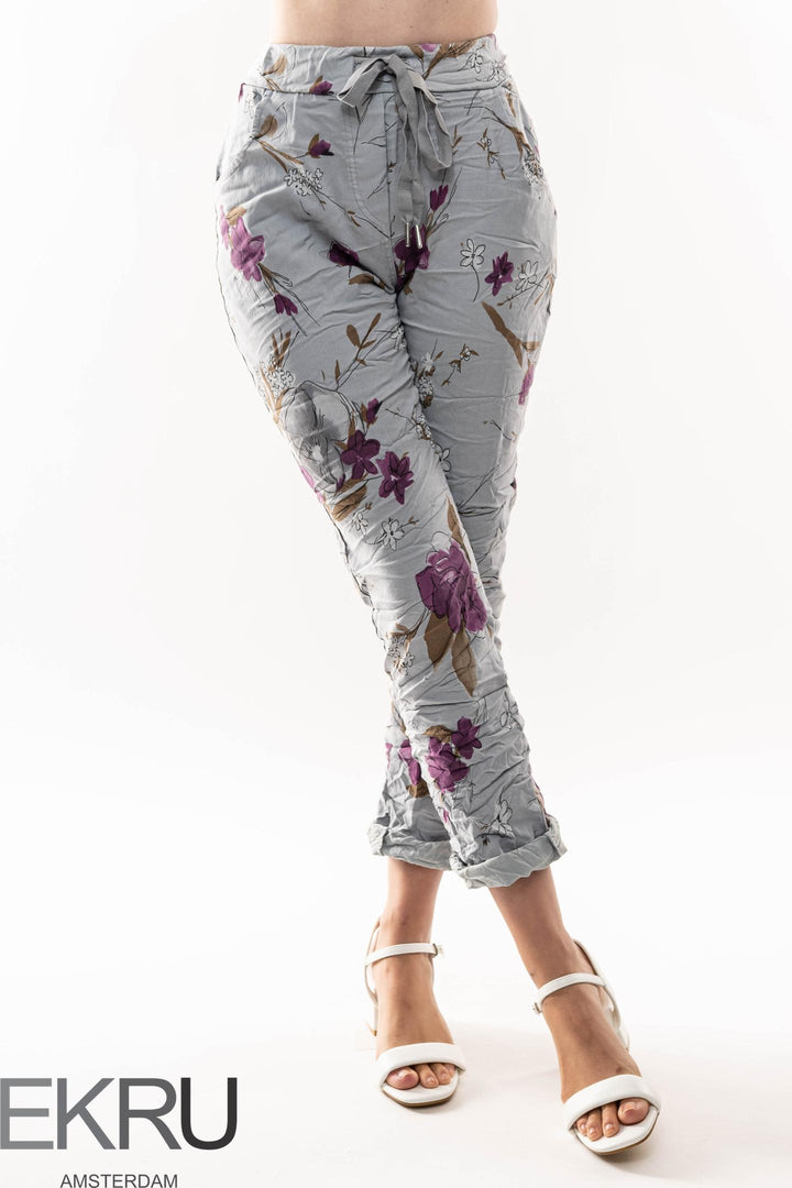 Euro Crinkle Travel Pant Print - Breathable Naturals | Glam & Fame Clothing
