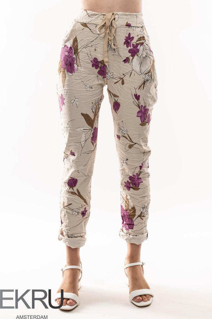 Euro Crinkle Travel Pant Print - Breathable Naturals | Glam & Fame Clothing