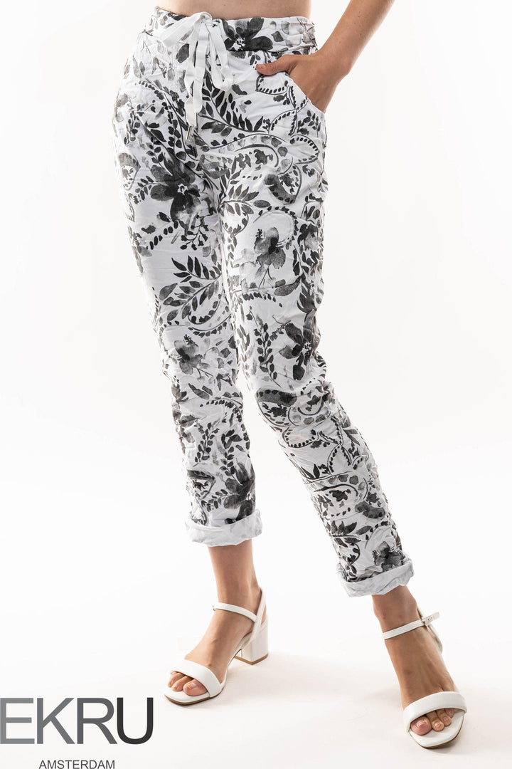 Euro Crinkle Travel Pant Print - Breathable Naturals | Glam & Fame Clothing