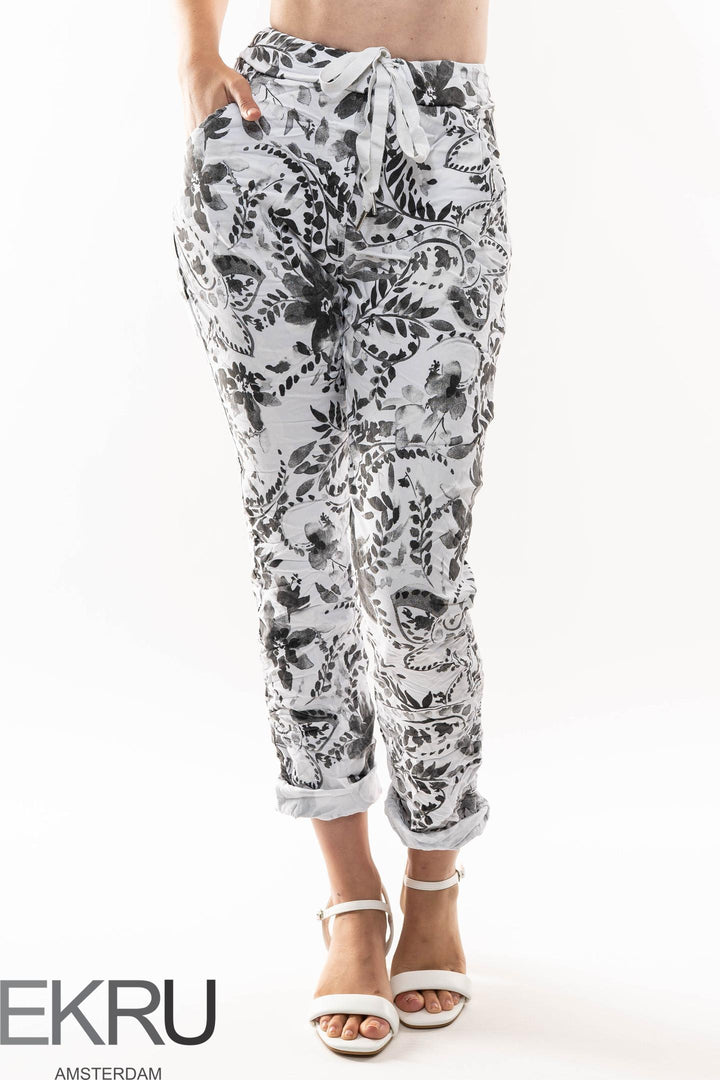 Euro Crinkle Travel Pant Print - Breathable Naturals | Glam & Fame Clothing