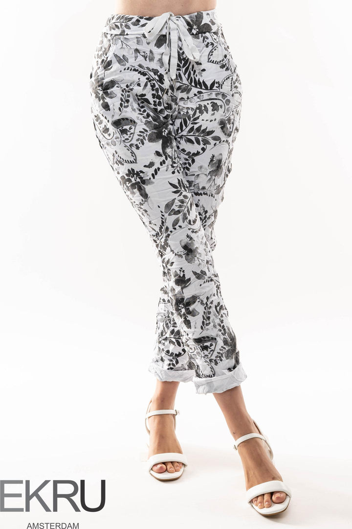 Euro Crinkle Travel Pant Print - Breathable Naturals | Glam & Fame Clothing