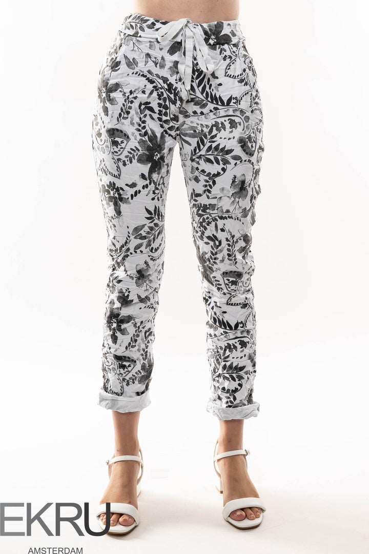 Euro Crinkle Travel Pant Print - Breathable Naturals | Glam & Fame Clothing