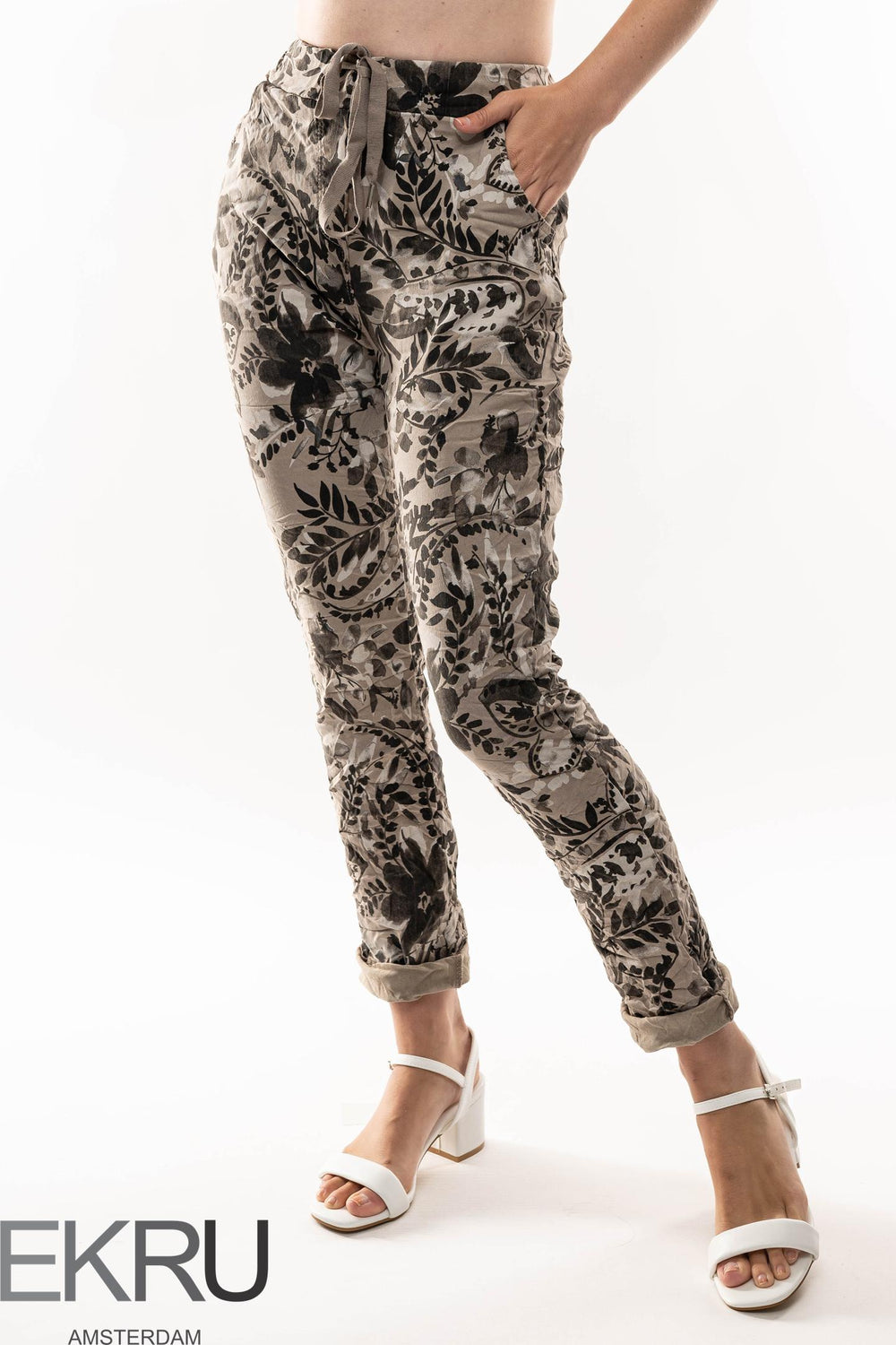 Euro Crinkle Travel Pant Print - Breathable Naturals | Glam & Fame Clothing