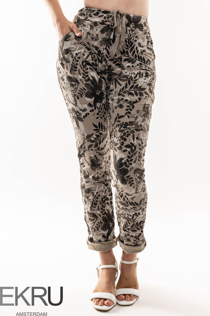 Euro Crinkle Travel Pant Print - Breathable Naturals | Glam & Fame Clothing