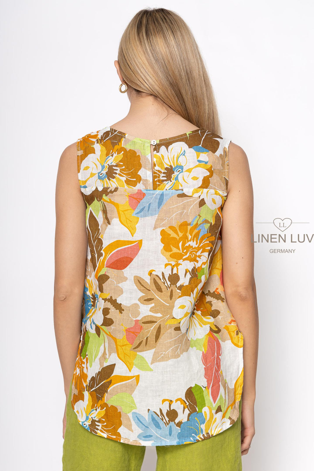 French Linen Hi-Lo Tank Print - Breathable Naturals | Glam & Fame Clothing