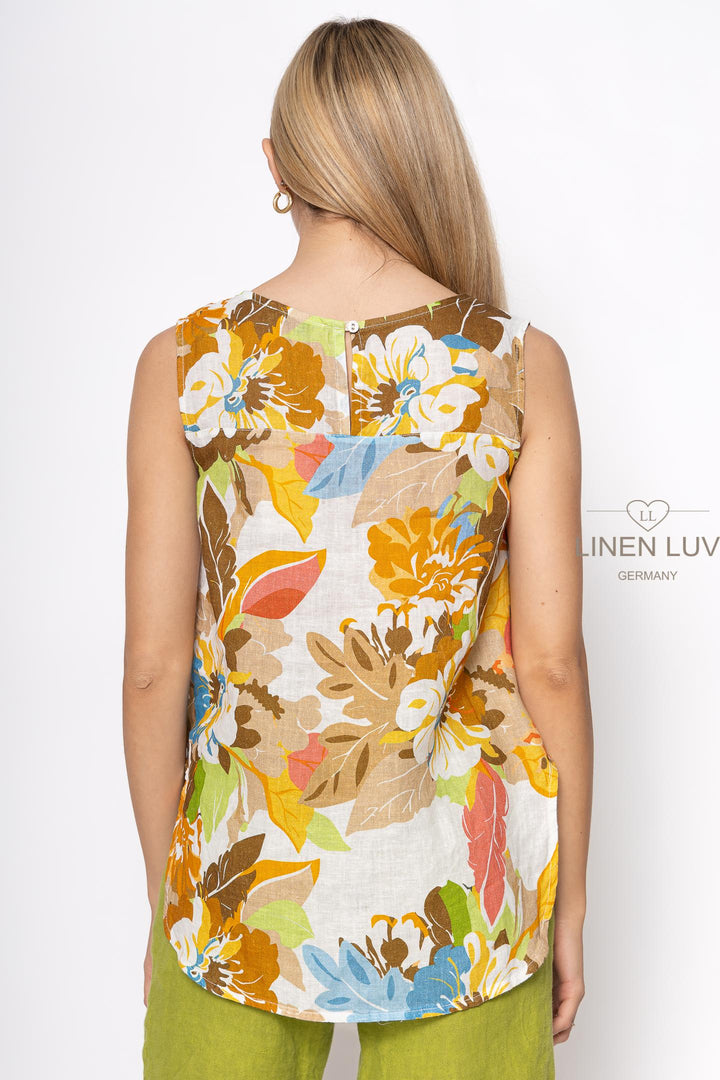 French Linen Hi-Lo Tank Print - Breathable Naturals | Glam & Fame Clothing