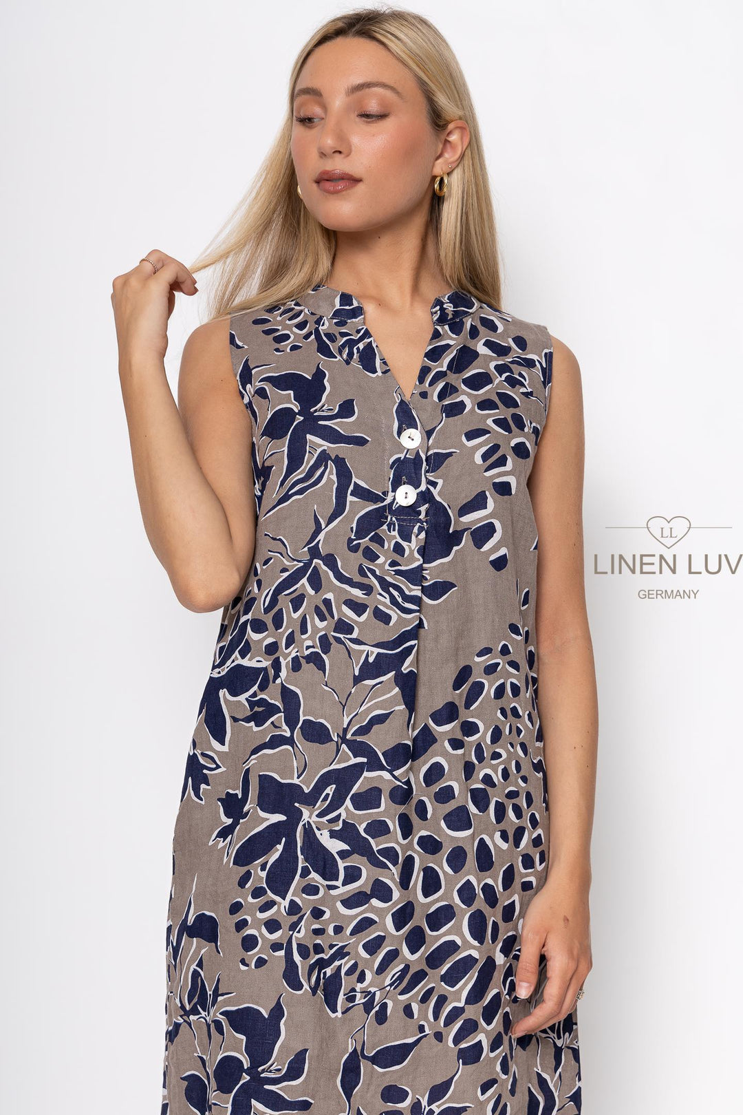 French Linen V-Neck Shift Dress - Breathable Naturals | Glam & Fame Clothing