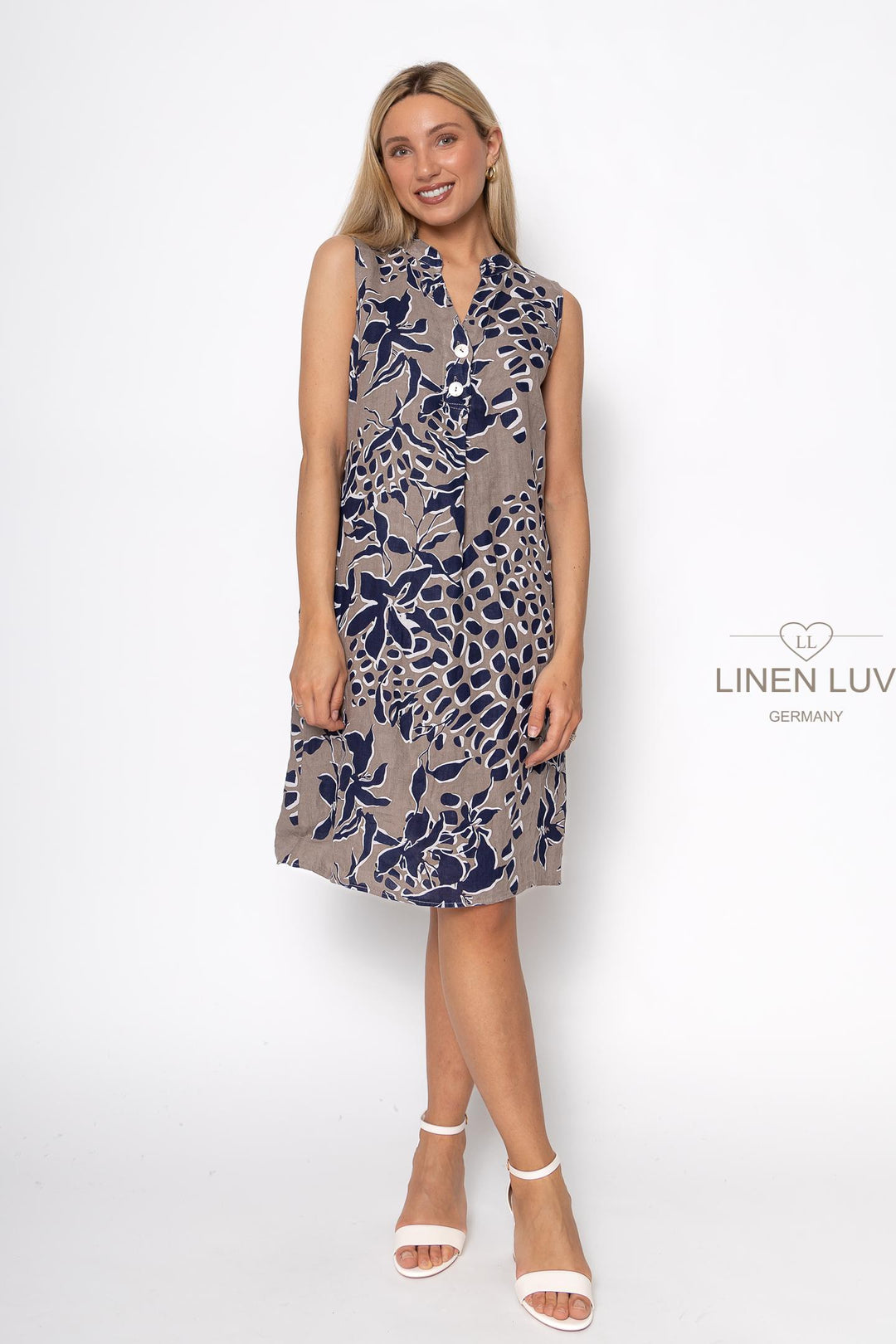 French Linen V-Neck Shift Dress - Breathable Naturals | Glam & Fame Clothing