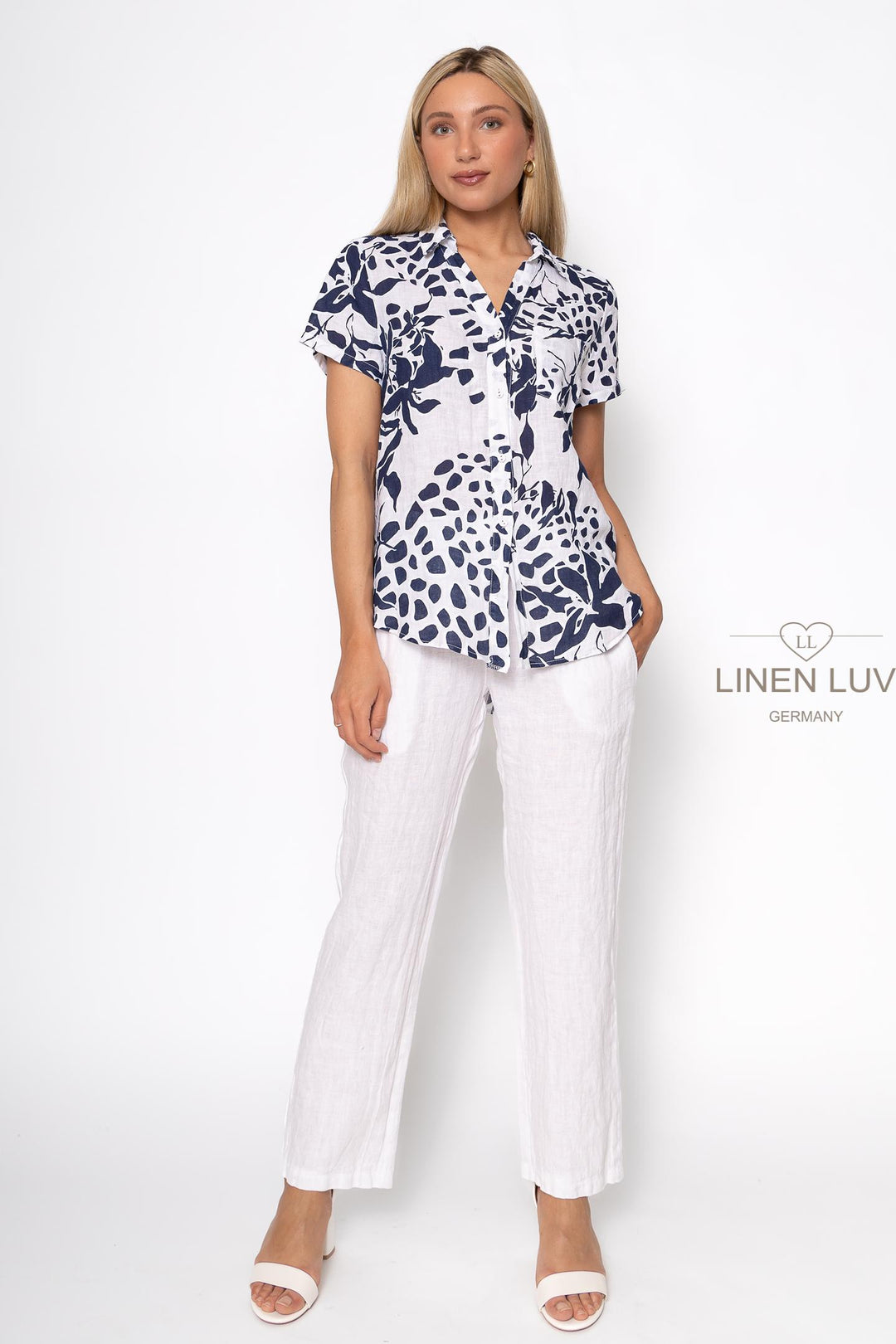 French Linen Button Down Shirt Print - Breathable Naturals | Glam & Fame Clothing