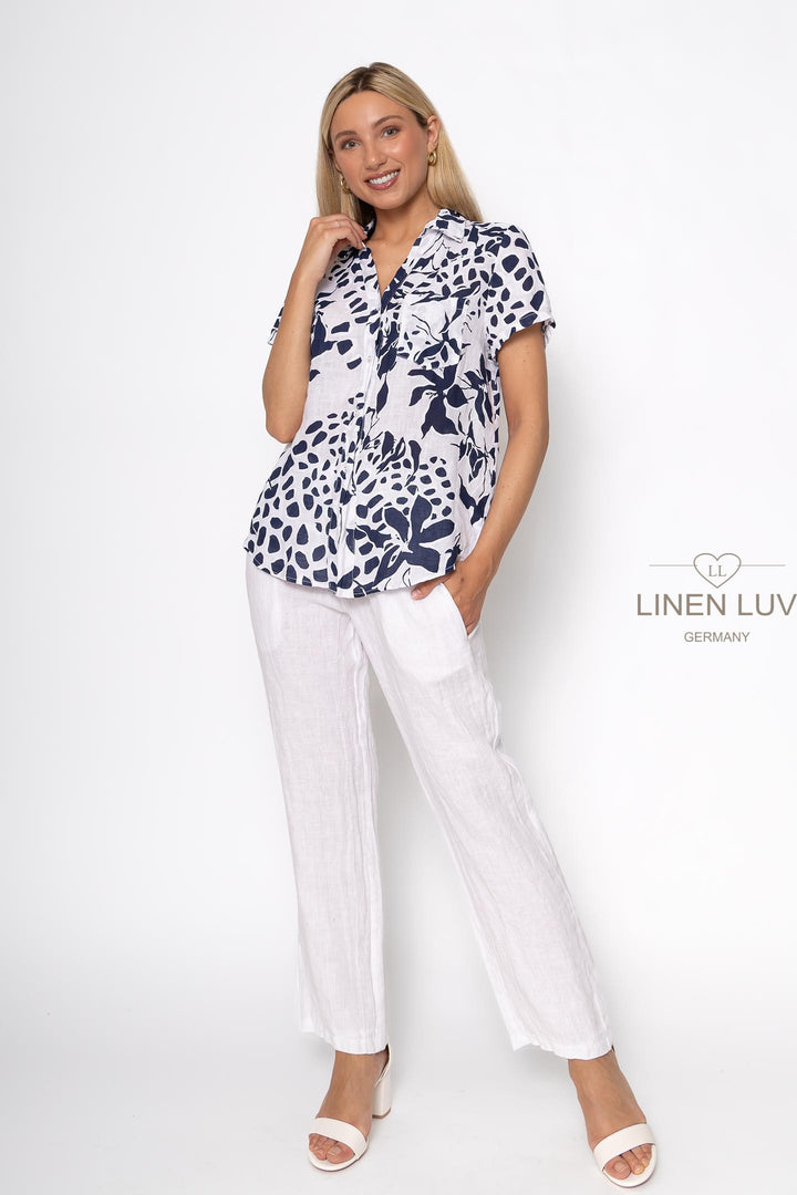 French Linen Button Down Shirt Print - Breathable Naturals | Glam & Fame Clothing