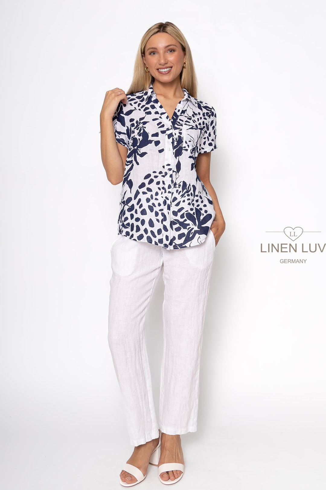 French Linen Button Down Shirt Print - Breathable Naturals | Glam & Fame Clothing