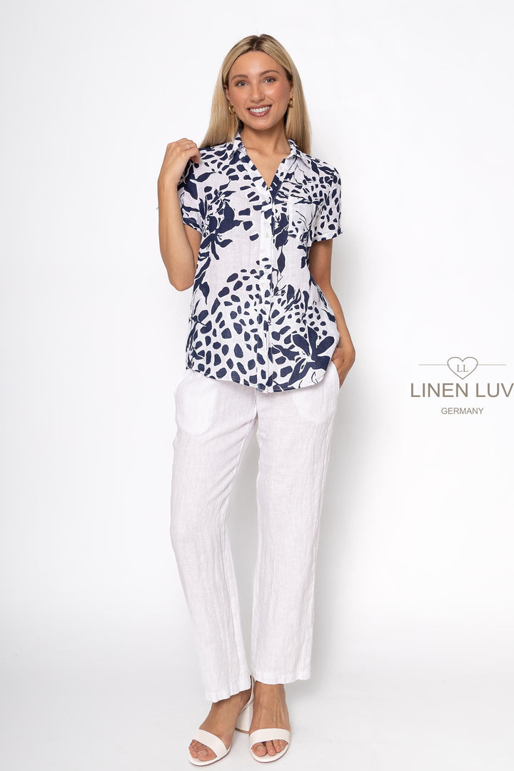 French Linen Button Down Shirt Print - Breathable Naturals | Glam & Fame Clothing